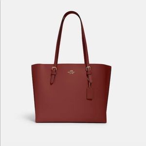 Coach Mollie Tote in Gold/Cherry
